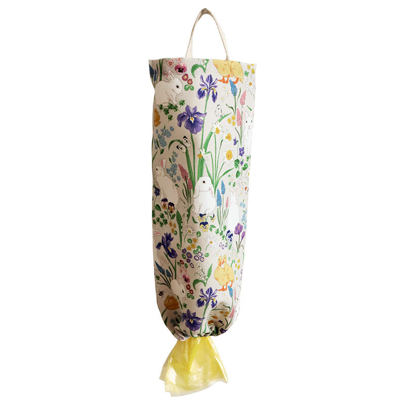 Waterproof Printed Plastic Bag Holder, Hanging Kitchen Storage Organizer Bag