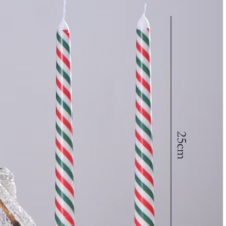 Christmas Pattern Taper Candles 25cm – Set of 2
