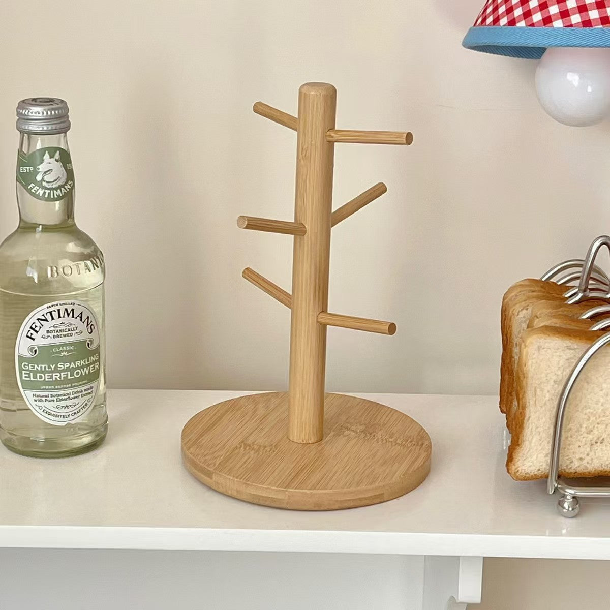 Bamboo Cup Holder Mug Storage Rack Kitchen Organizer
