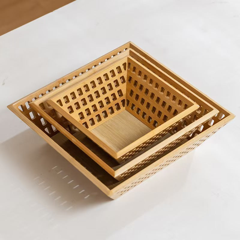 Hollow Bamboo Fruit Basket Storage Tray