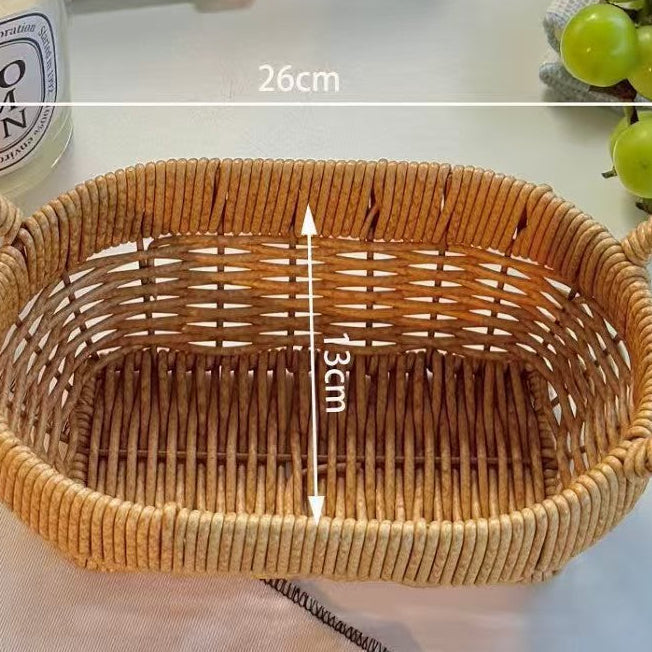 Woven Rattan Style Storage Basket Fruit Organizer Home Decor