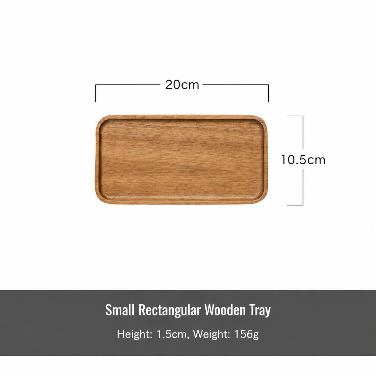 Acacia Wood Serving Tray, Rectangular Wooden Tea Tray, Dessert, Snack & Cake Plate