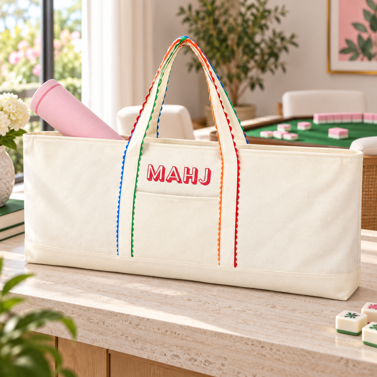 Large Canvas Mahjong Carrying Bag