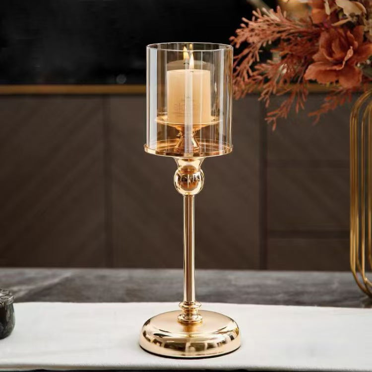 Glass Candleholder Aromatherapy Candle Decor, Alloy Accent