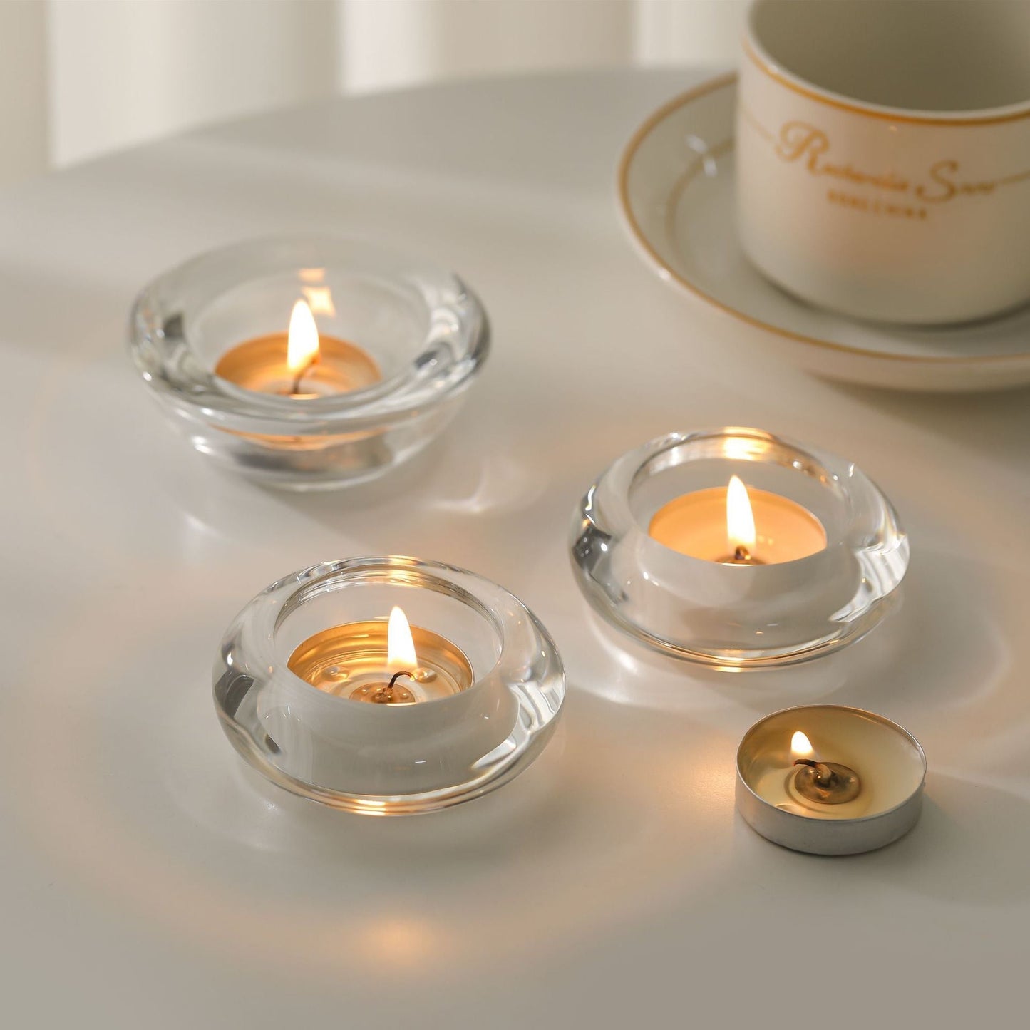 French Vintage Glass Candle Holder