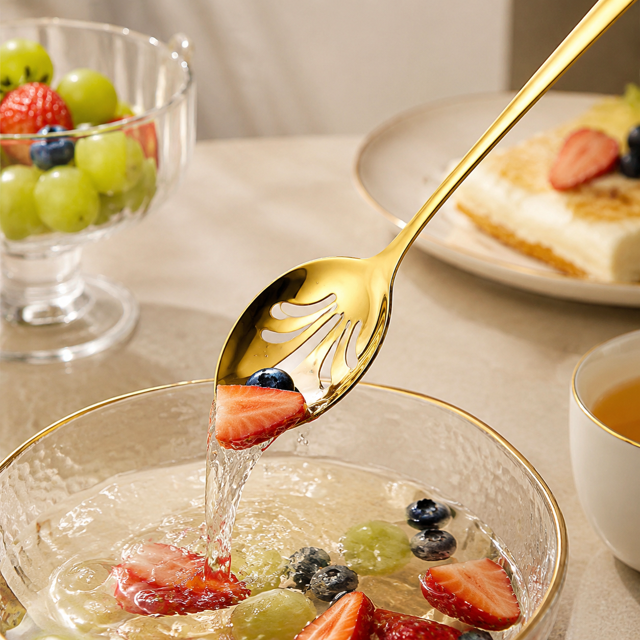 Stainless Steel Slotted Serving Spoon – Elegant Salad Server & Kitchen Serving Utensil