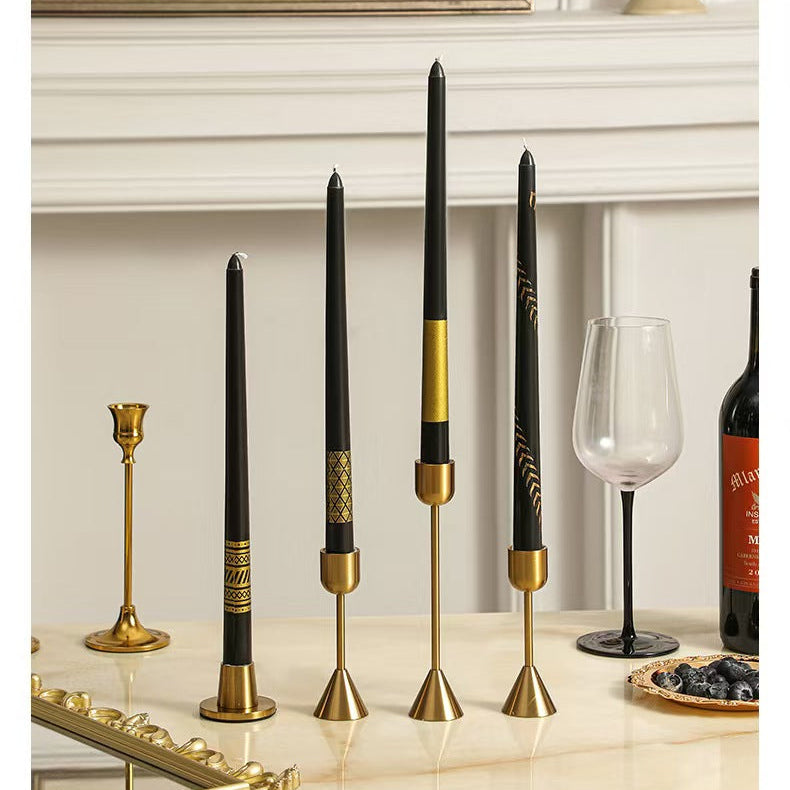 Black White Gold Taper Candles 4-Pack