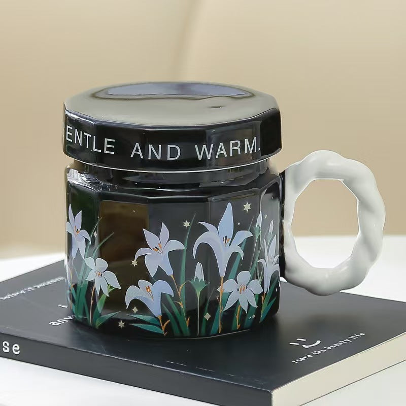 Floral Ceramic Mug 400ML Coffee Tea Cup Home Gift