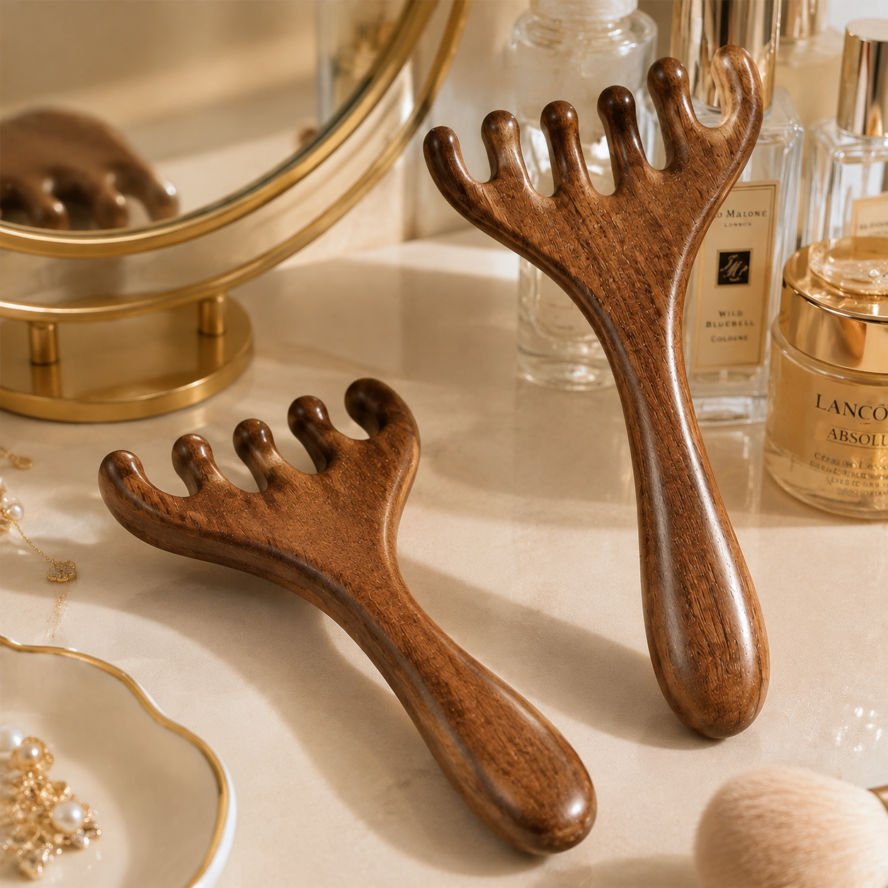 Wooden Scalp Massage Comb – Five-Claw Head Massager for Scalp Relaxation & Stress Relief