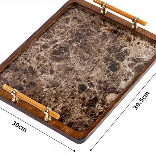 Bamboo Tea Tray with Handles Serving Tray