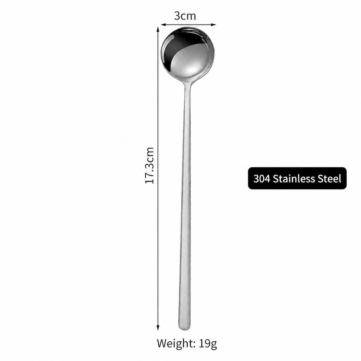 304 Stainless Steel Mini Dessert Spoon | Elegant Long Handle Coffee & Caviar Spoon