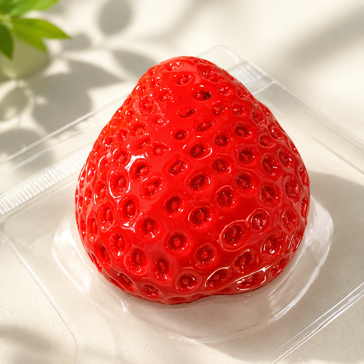 Glossy Strawberry Squishy Toy – Soft Silicone Feel Stress Relief Fidget Toy
