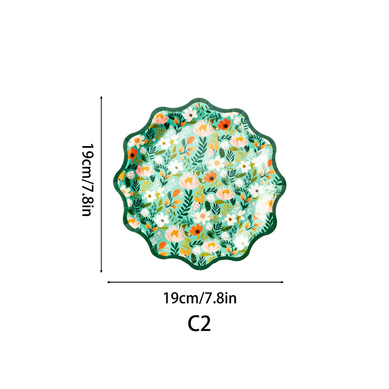 Scalloped Paper Party Plates Disposable 12-Sided Festive Tableware
