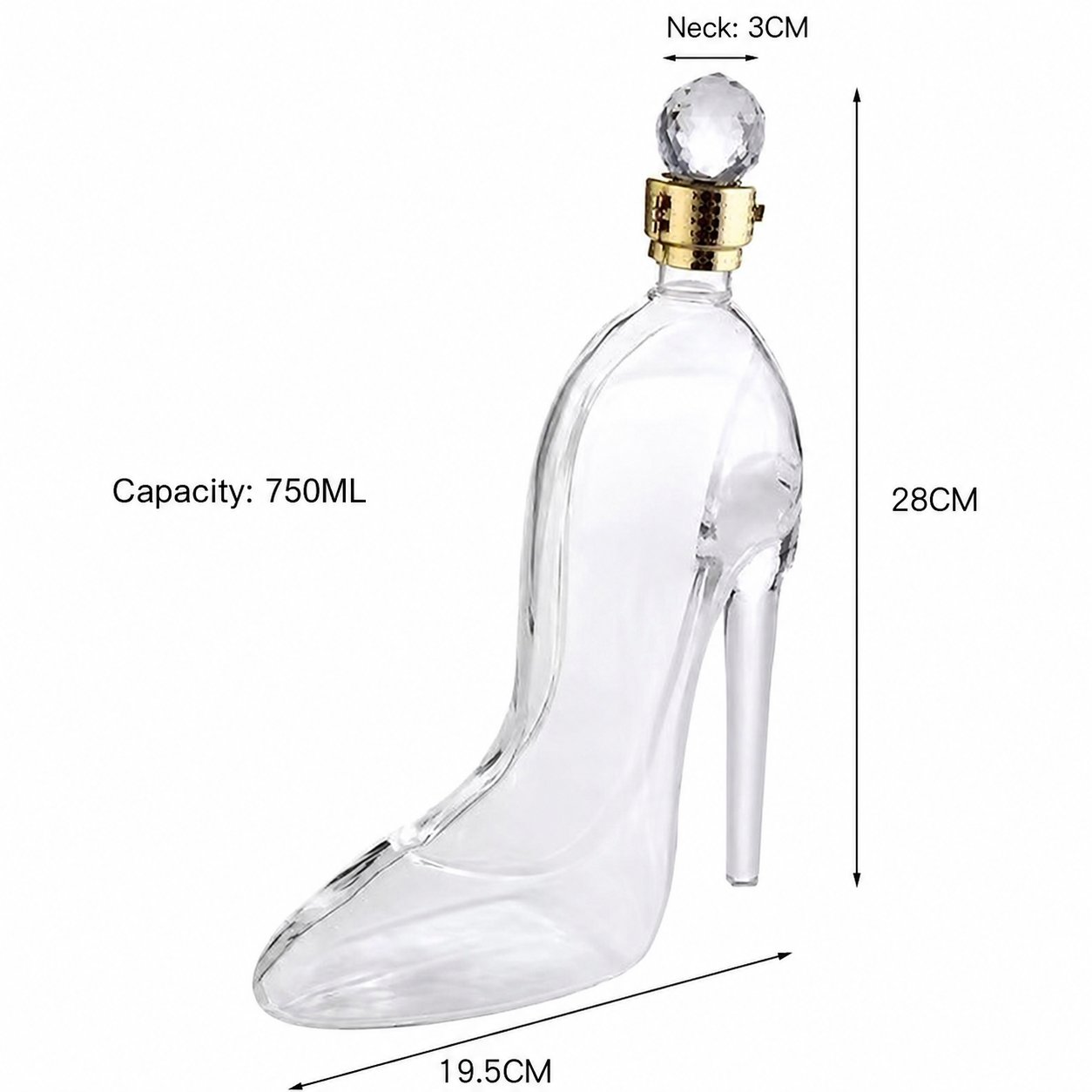 High Heel Glass Decanter – Hand-Blown Decorative Liquor Bottle