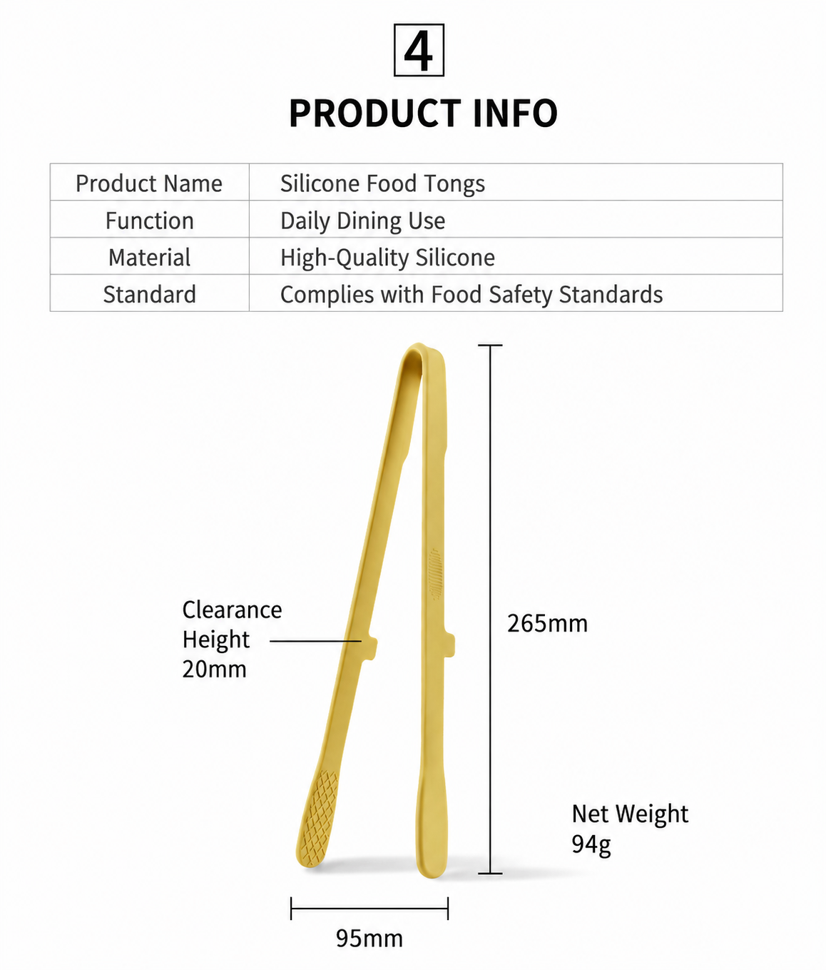 Silicone Food Tongs – 26.5cm Long Handle Kitchen Serving & Cooking Tongs