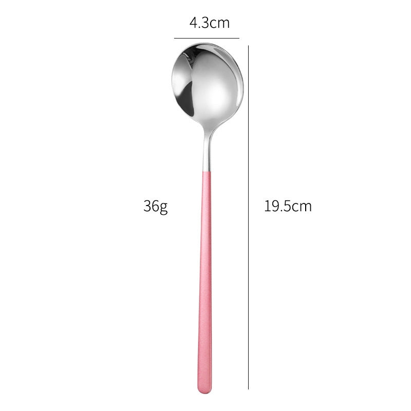 Stainless Steel Long Handle Spoon – Modern Dessert & Tableware Serving Spoon