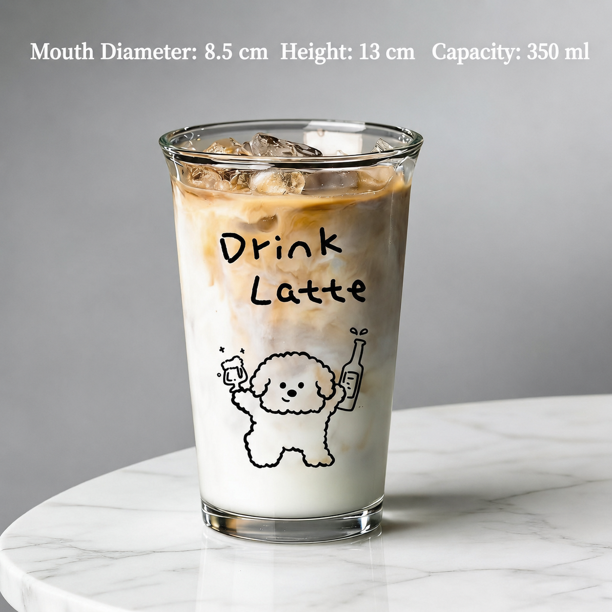Cute Cartoon Dog Glass Cup – 350ml Coffee & Latte Drinking Cup