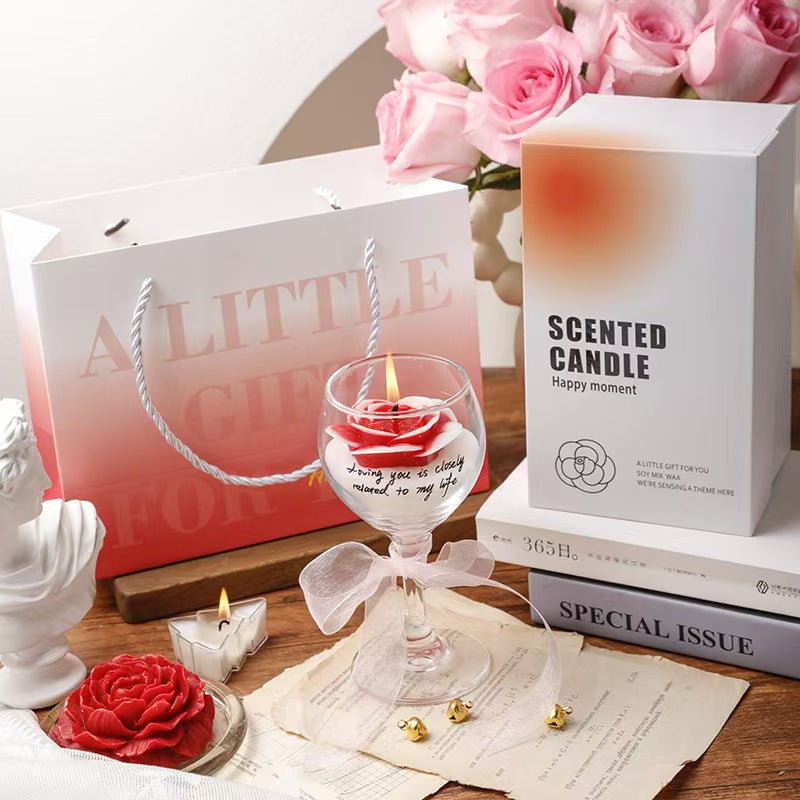 Stemmed Glass Soy Wax Candle Gift Set