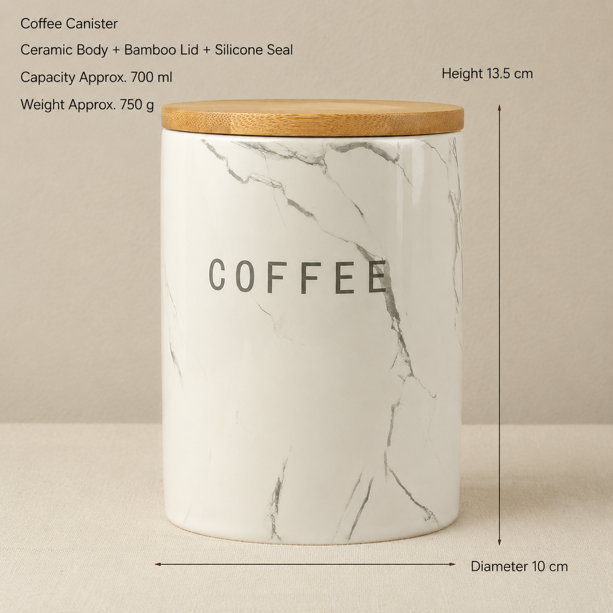 Marble Ceramic Storage Jar – 700ml Kitchen & Home Canister