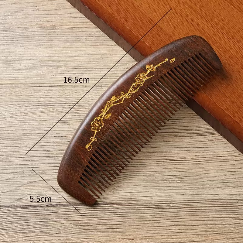 Black Golden Sandalwood Hair Comb