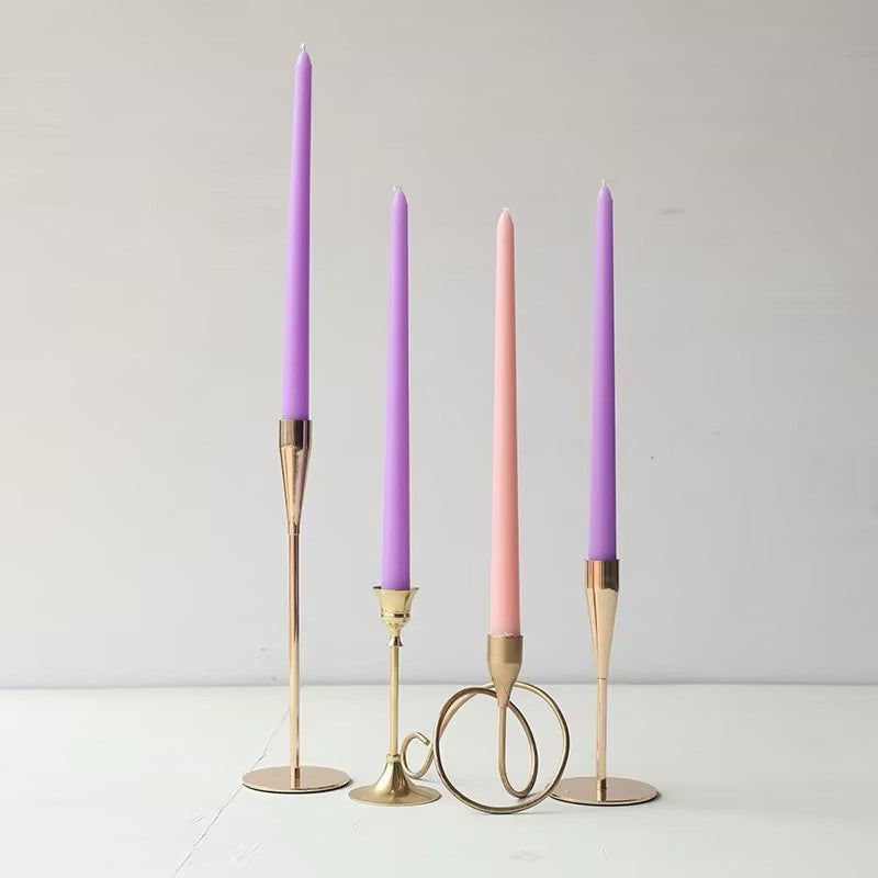 10” Colored Taper Candles, Smokeless Paraffin, 25cm – Set of 4