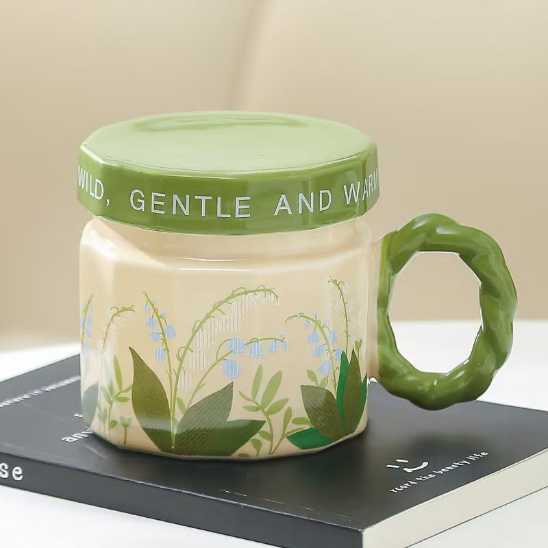 Floral Ceramic Mug 400ML Coffee Tea Cup Home Gift