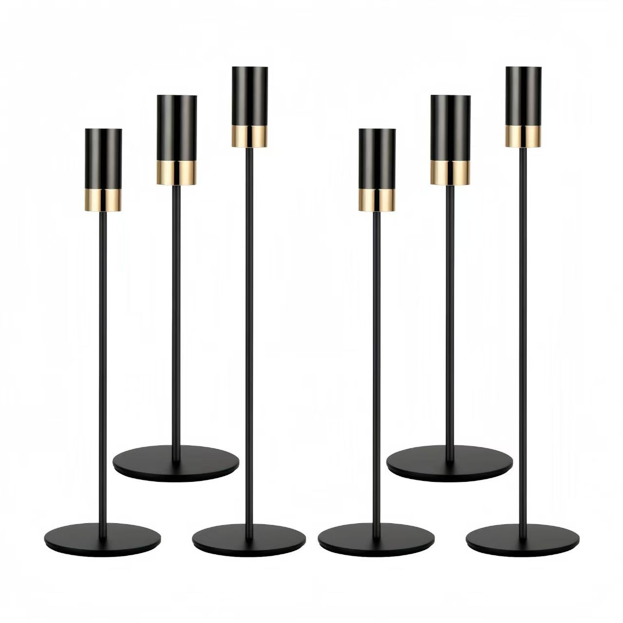 Electroplated Dual Tone Metal Candleholder Decor Set