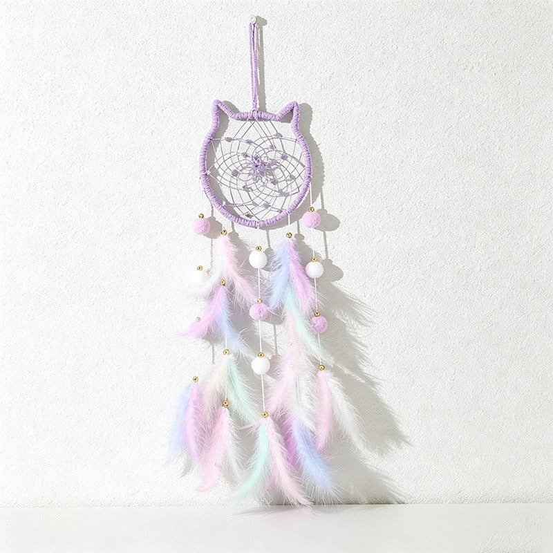 Boho Feather Dream Catcher – Handmade Moon Star Wall Hanging Decor