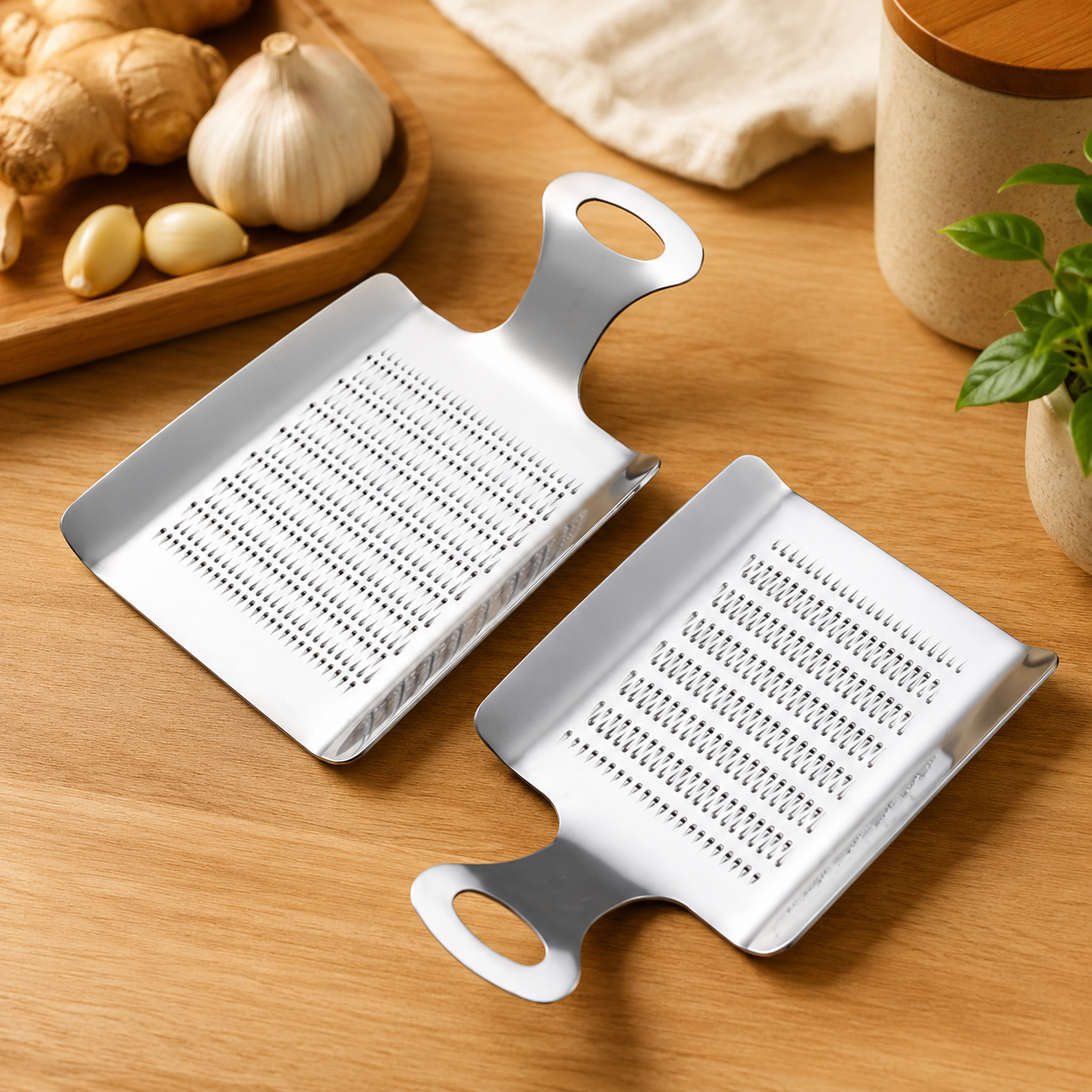 Stainless Steel Ginger Grater with Fine Blade, Manual Garlic Ginger Mincer & Grinder