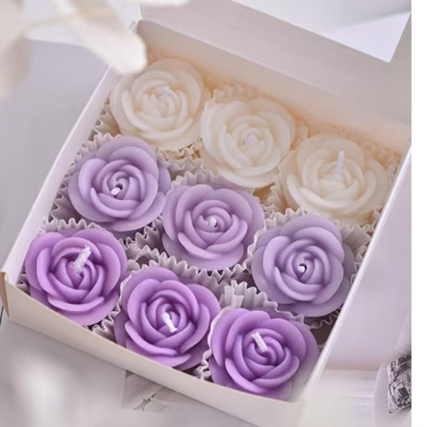 Handmade Mini Rose Flower Scented Candle Set