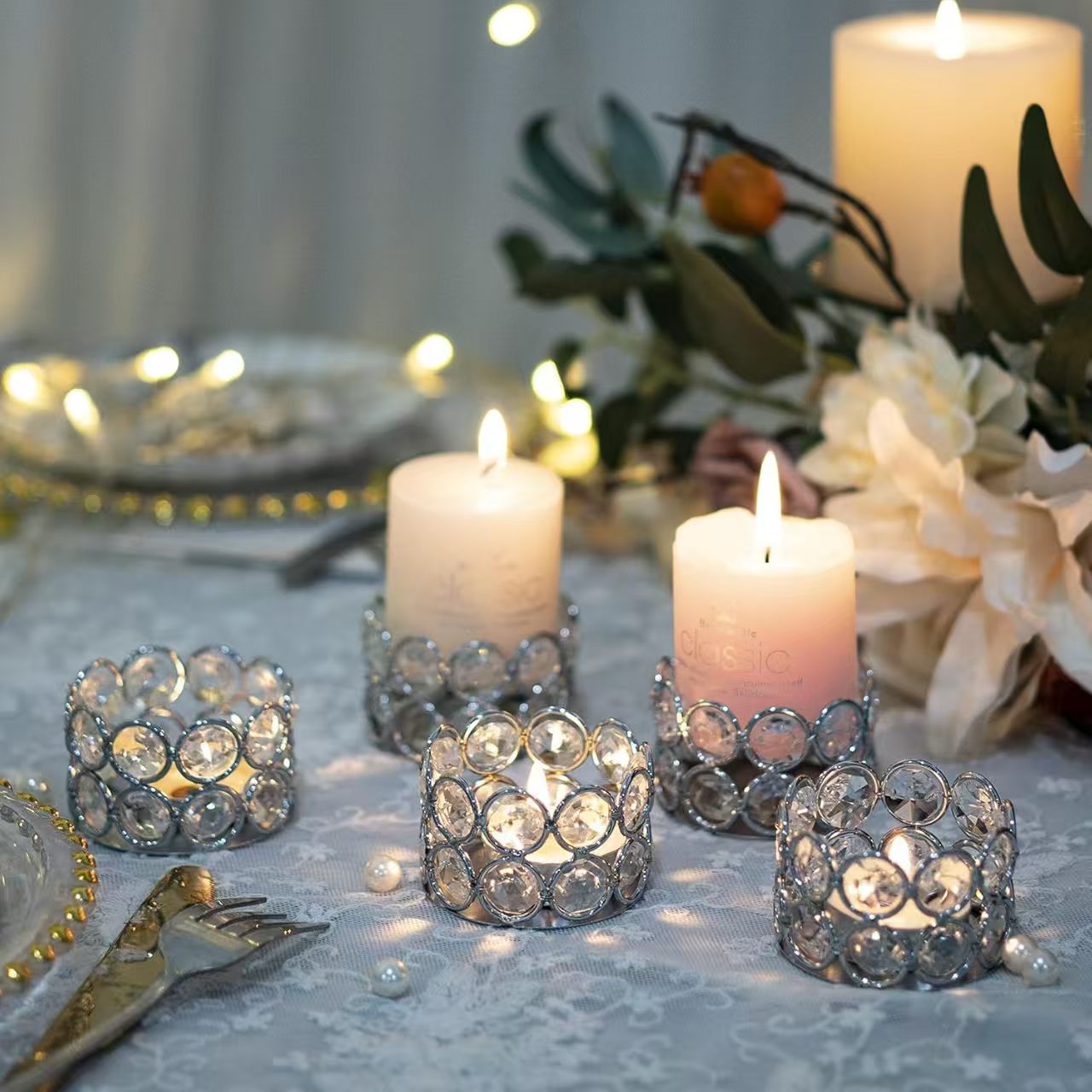 Crystal Candleholder Creative Iron Candle Cup Decor