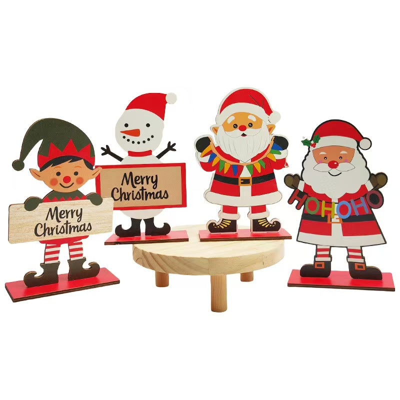 Wood Christmas Table Decor DIY Scene Display Ornament