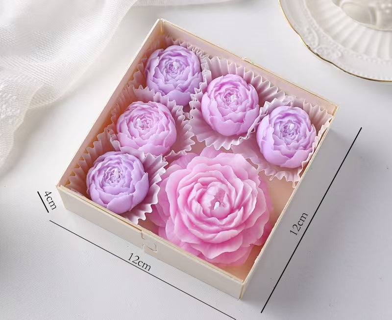 Peony Flower Scented Candle Set