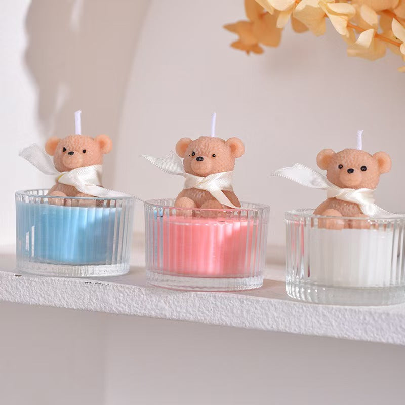 Glass Cup Bear Scented Candle