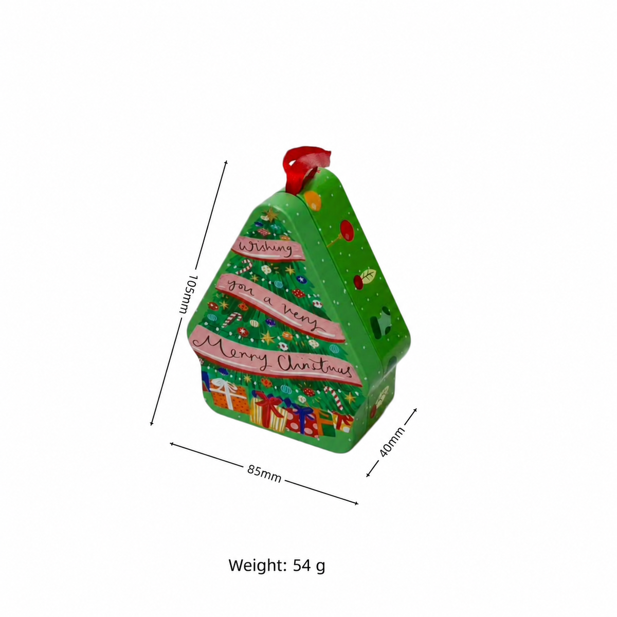 Christmas Tinplate Candy Box Ornament – Tree and Star Shaped Hanging Gift Tin
