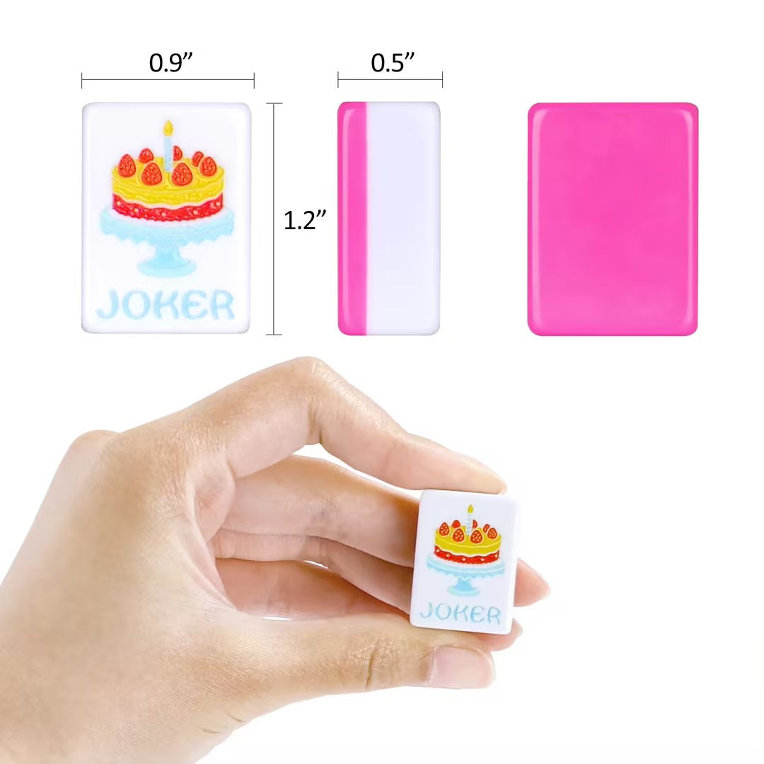 Mini Birthday Theme Mahjong Tiles Set, Cute Melamine Mahjong Game Tiles, Colorful Party Gift & Collectible Decoration