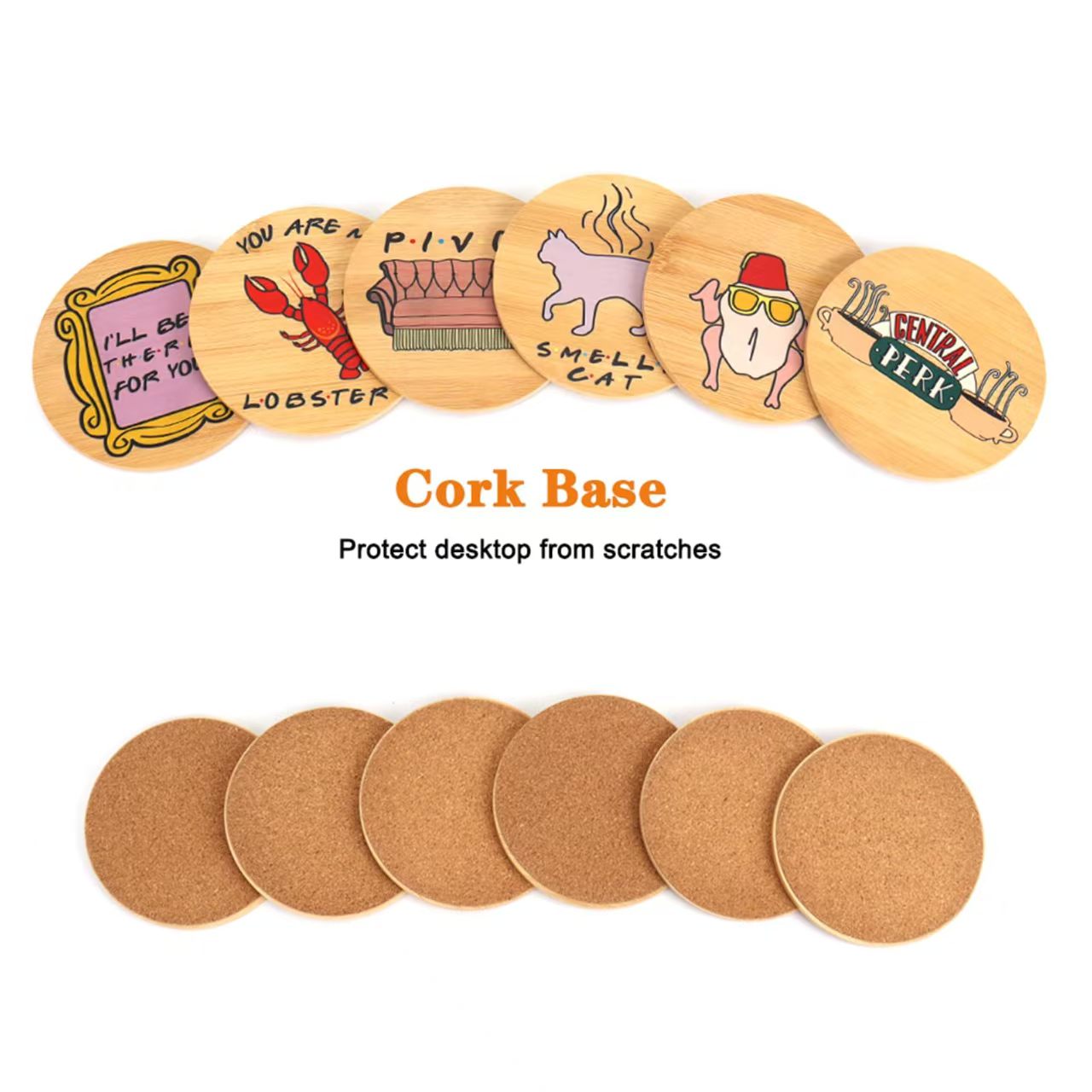 Wooden Coaster Set with Holder Table Drink Coasters