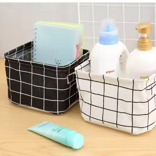 Foldable Cotton Linen Storage Basket Desktop Organizer Box