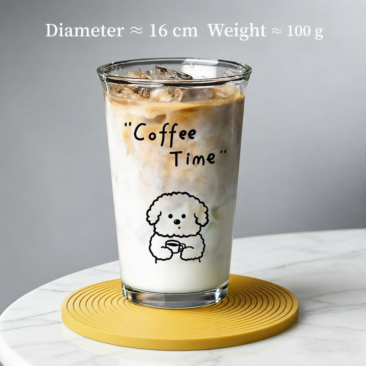 Cute Cartoon Dog Glass Cup – 350ml Coffee & Latte Drinking Cup