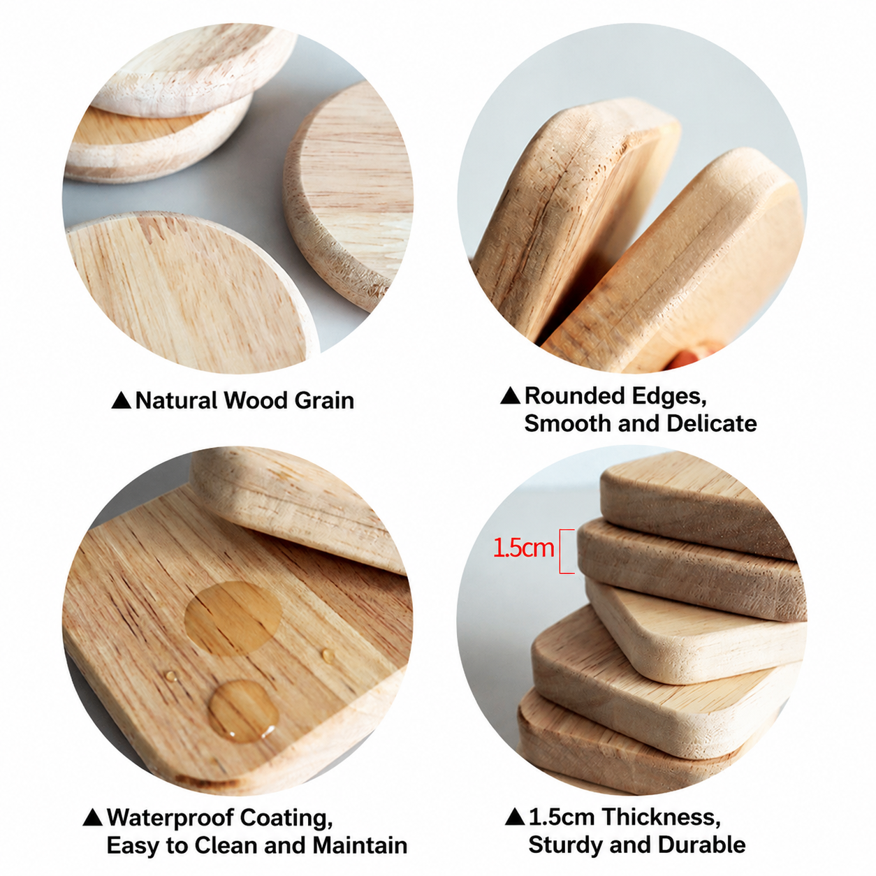 Wooden Cup Coaster, Heat-Resistant Mug and Coffee Mat