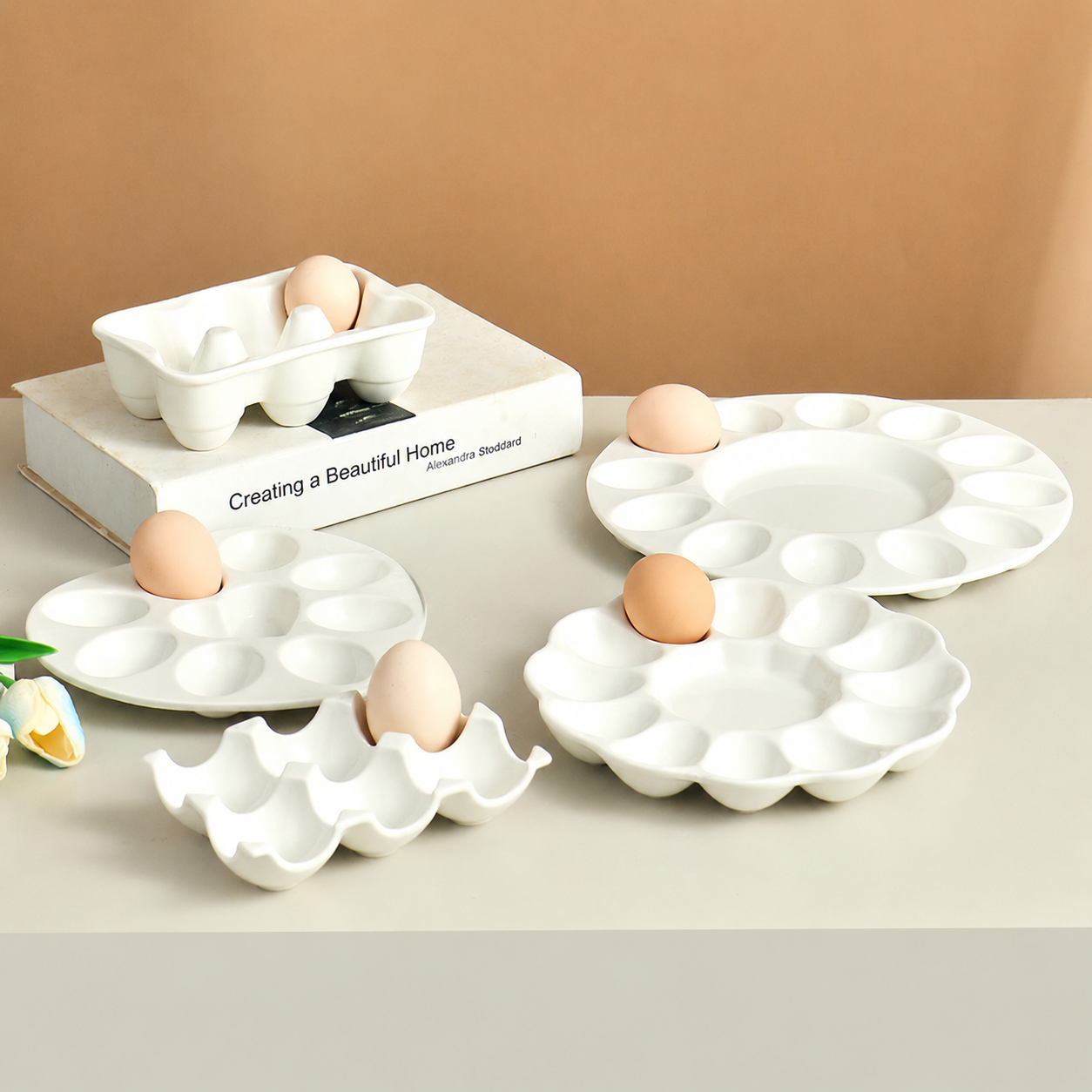 Ceramic Deviled Egg Tray – Easter Egg Display & Serving Plate