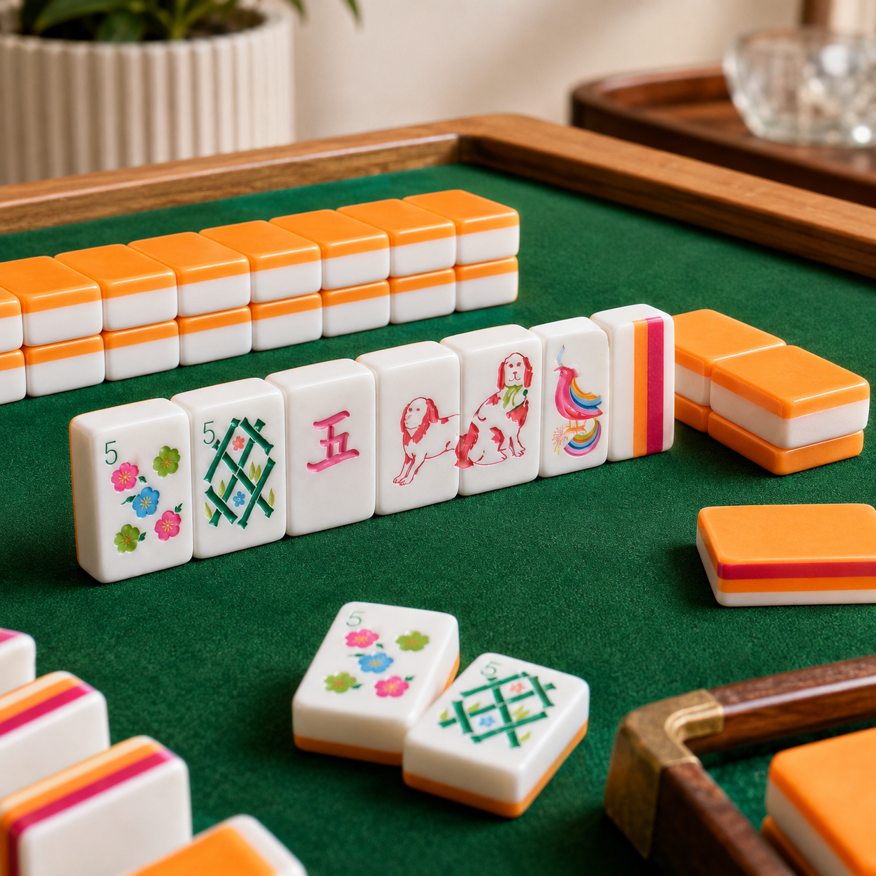 Premium Acrylic Mahjong Tiles – Colorful Design Smooth Surface Game Set for Family Entertainment