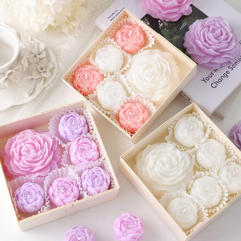 Peony Flower Scented Candle Set