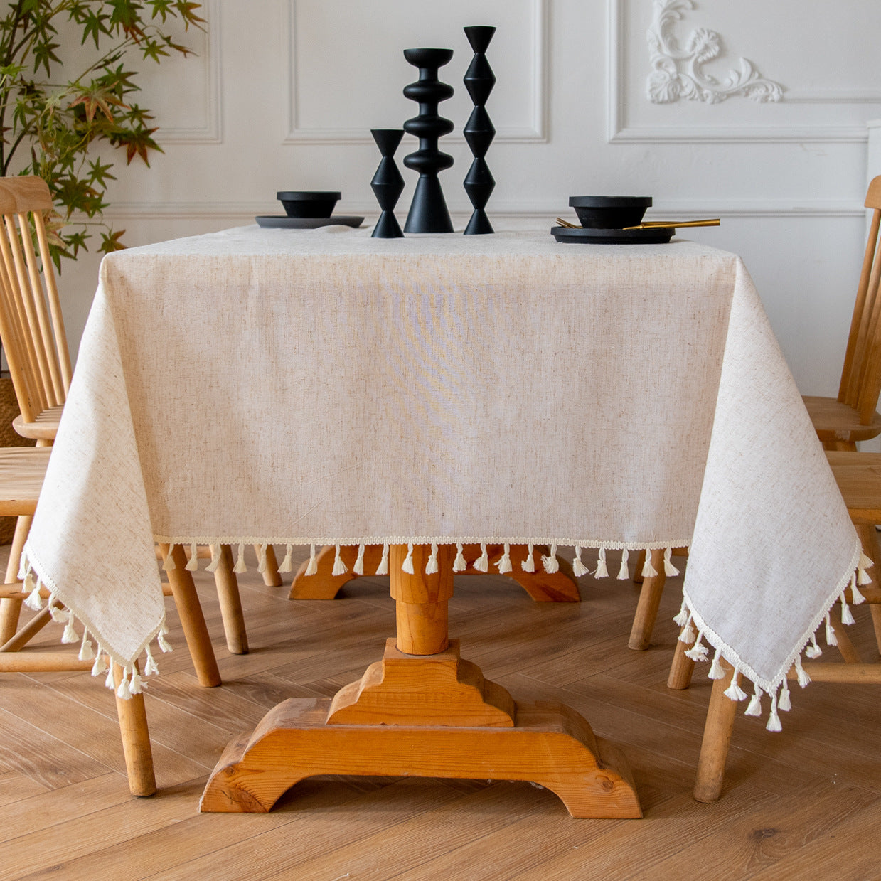 Solid Waterproof Tablecloth, Cotton Linen Rectangular Table Cover