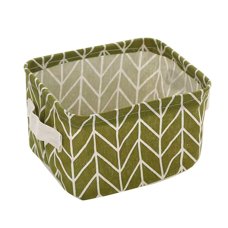 Foldable Cotton Linen Storage Basket Desktop Organizer Box