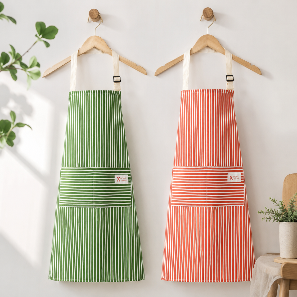 Cotton Linen Apron for Women, Cute Sleeveless Kitchen Smock with Front Pocket
