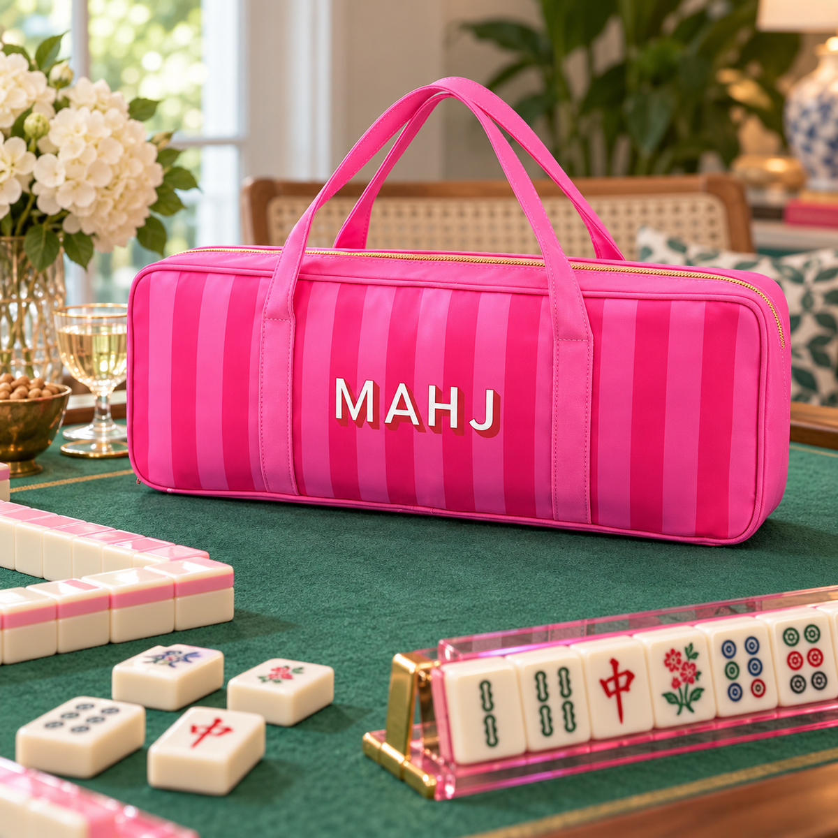 Oxford Cloth Mahjong Rack Carrying Bag – Large Zippered Storage Case for 8 Mahjong Racks
