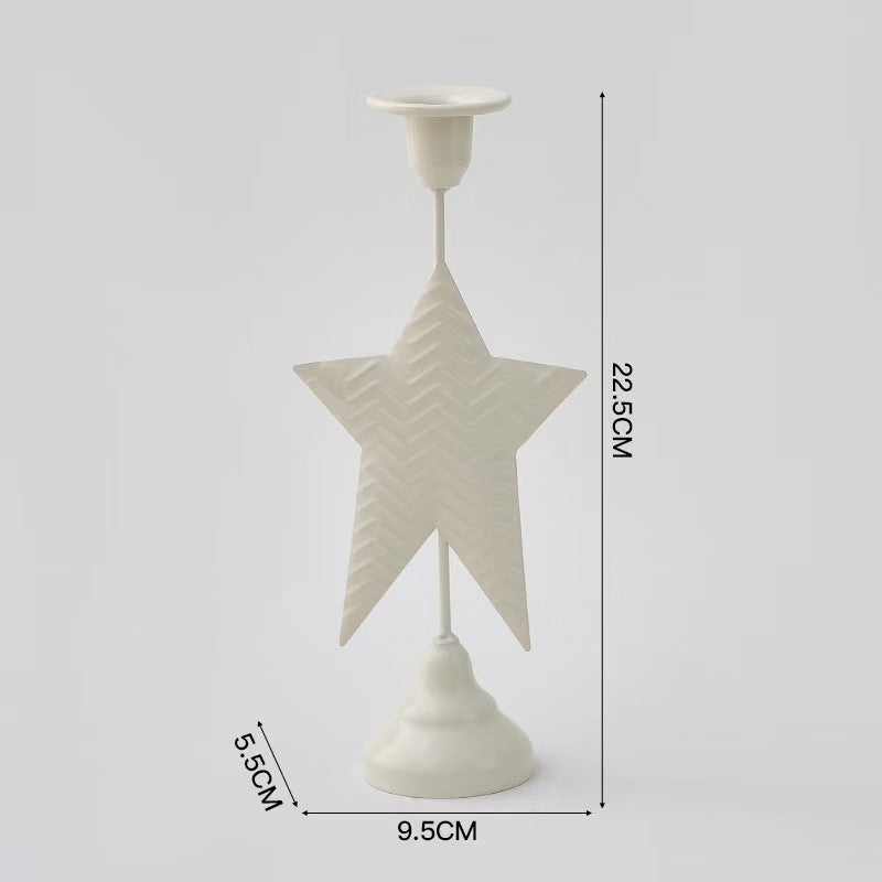 Metal Candleholder Decor, Heart and Star Shape Iron Ornament