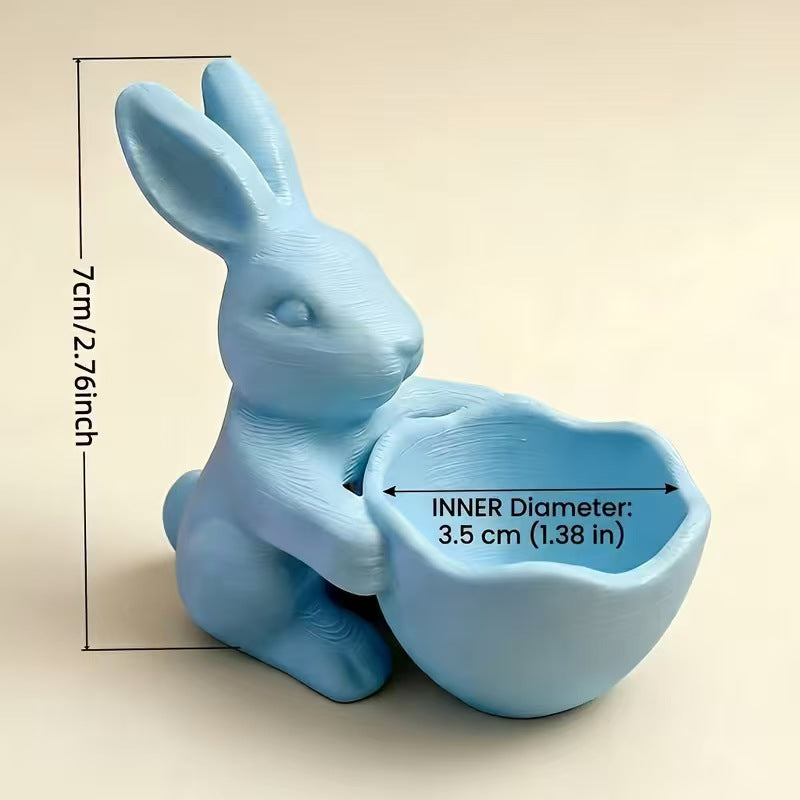 Rabbit Holding Basket Decorative Home Ornament Candy Storage Basket Figurine Tabletop Display Cute Animal Decor