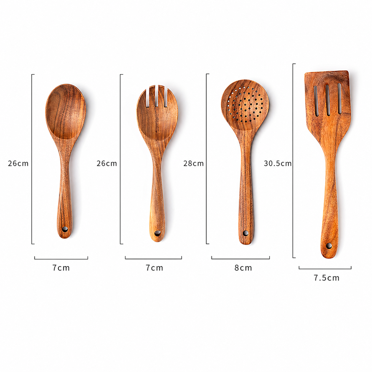 Chicken Wing Wood Spatula & Soup Ladle Set – Natural Uncoated Wooden Cooking Utensils, Non-Scratch